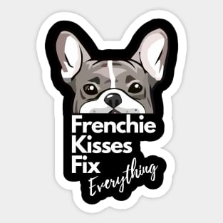 Blue french bulldog kiss for frenchie lover Sticker